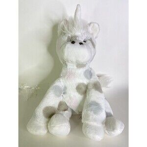 Little Giraffe Unicorn Plush Stuffed Toy White Gray Blue Pink Polka Dot Spots